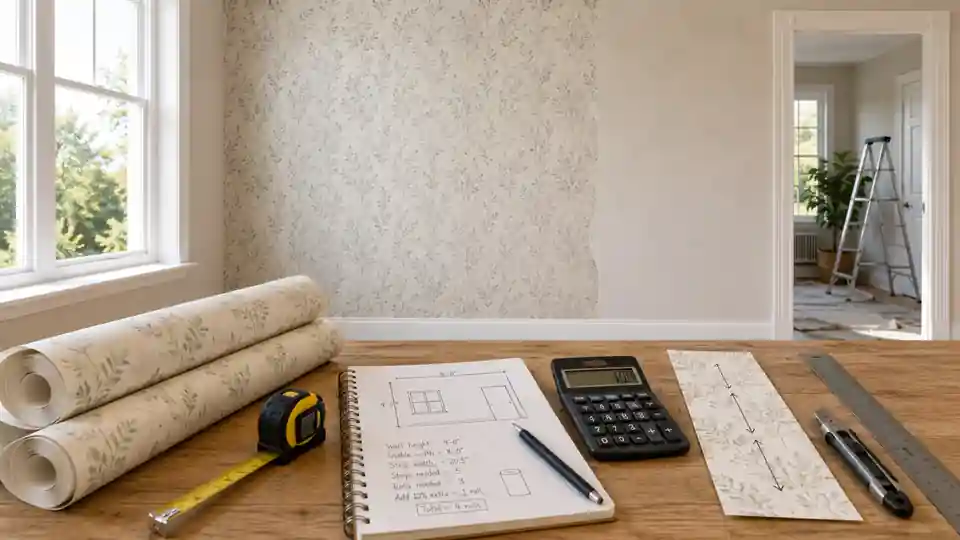 Розрахунок кількості рулонів шпалер для кімнати з урахуванням висоти стін, рапорту малюнка, дверей, вікон і запасу